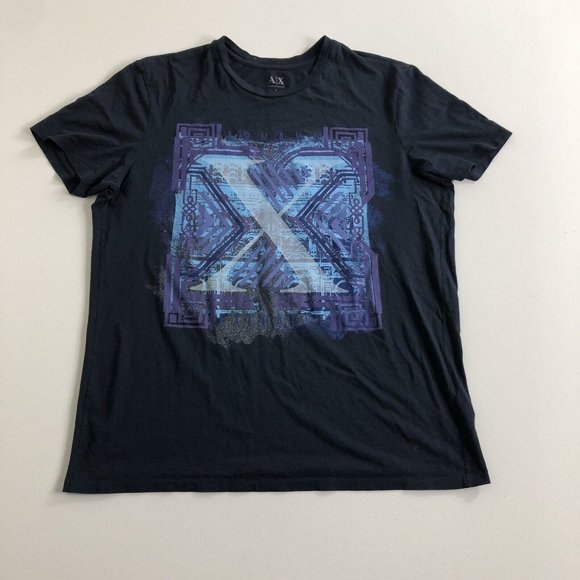 AX Armani Exchange Graphic Print Abstract Art T Shirt Size Large Blue - Picture 1 of 7